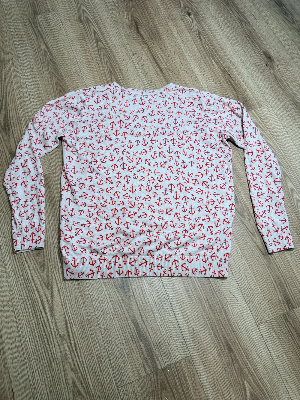 Old Navy White Long-Sleeve Tee with Red Anchor Print